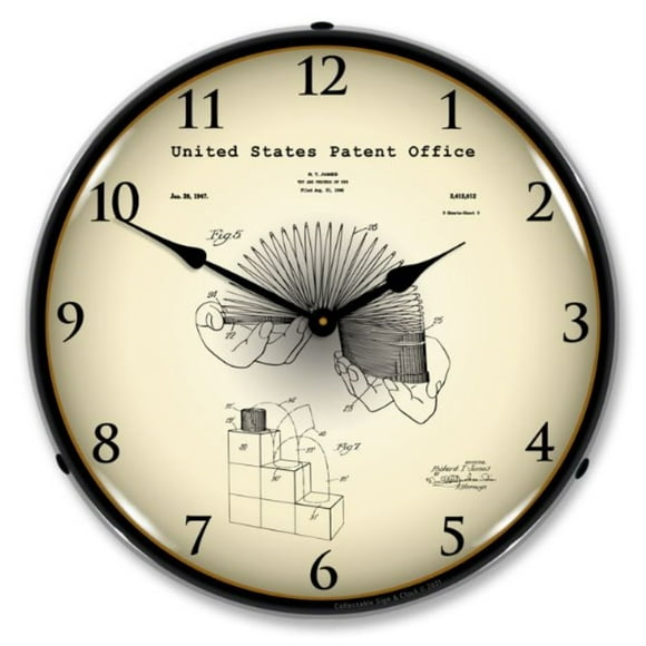 2103229 slinky toy 1947 reloj de patente  hecho en ee uu collectible sign  clock 2103229