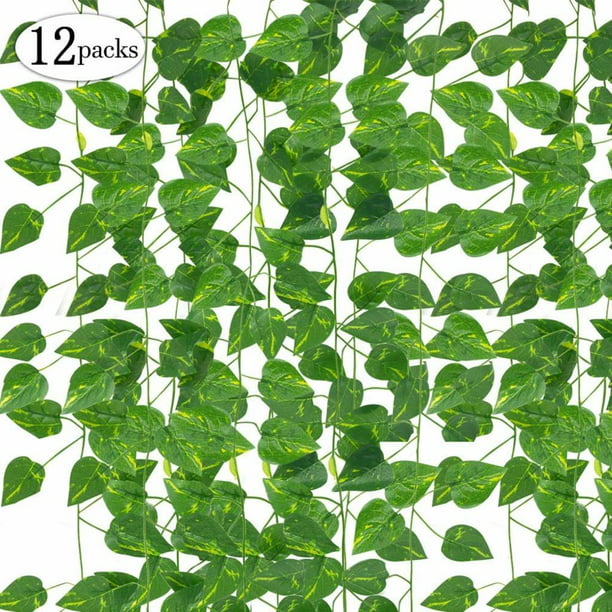  ZXLL Vid de hojas artificiales, enredadera de hoja de uva,  suave y elástica, planta de hoja verde colgante de plástico falso,  protección de privacidad, colgar en la pared, puerta, columpio, espejo (
