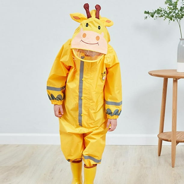 Chubasquero con capucha para niños de 3 a 10 años, color amarillo
