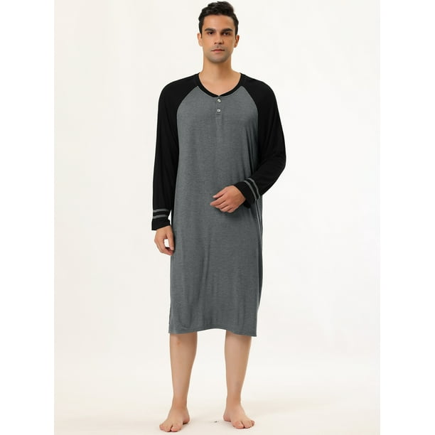 de hombre Contraste Color Henley Sleep Shirt Lounge Sleepwear Pijamas Gris Oscuro Unique Bargains Camisone | Walmart en línea
