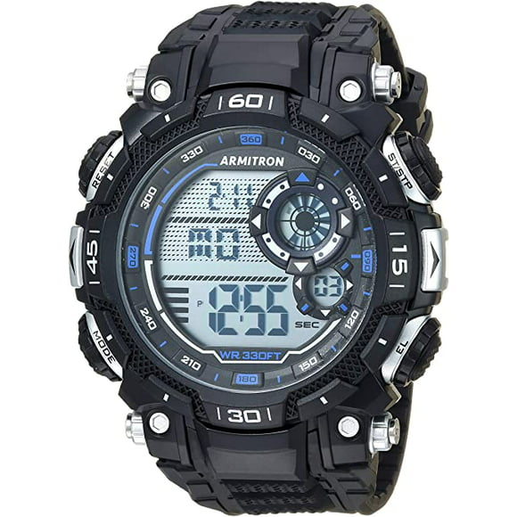 reloj sport cronógrafo digital armitron 408397bbk para hombre 525mm con correa de silicona resistente al agua negro armitron 408397bbk