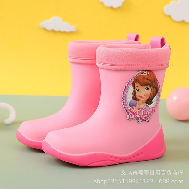 Zapatos de lluvia para niños de Disney, botas de lluvia impermeables  cálidas de algodón desmontables para invierno, lindos zapatos de agua