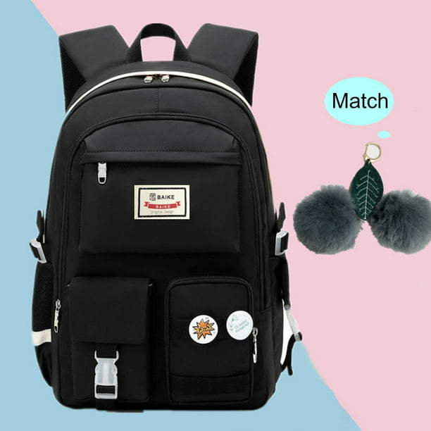 Mochilas negras de la escuela secundaria para niñas adolescentes, mochila  de bolsa para adolescentes de la escuela, mochila de viaje para hombres
