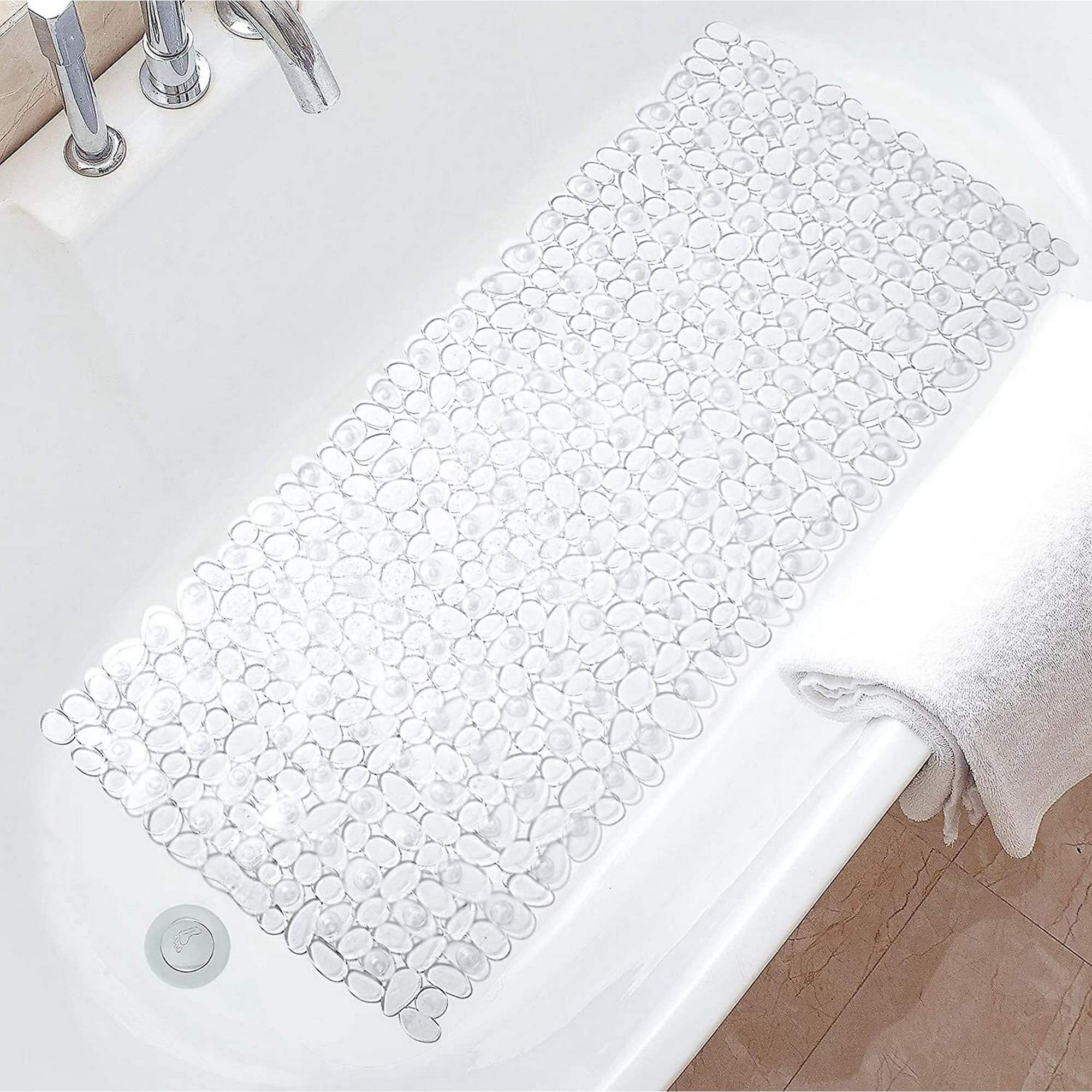 Alfombrilla de baño antideslizante para bañera con ventosas, 35 x 16  pulgadas