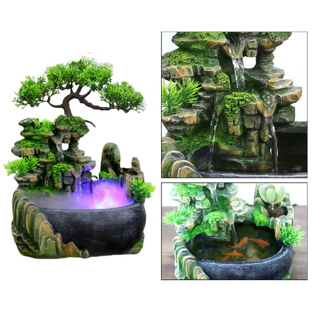 Decoración de fuente de agua- eléctrica portátil de interior fresca cascada  decorativa de meditación decoración de lámpara, bomba sumergible y Con