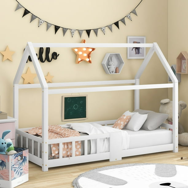 Cama infantil cama 90 x 200 cm, cama de madera para la habitación de los  niños, incluida Tafel, Latte asado