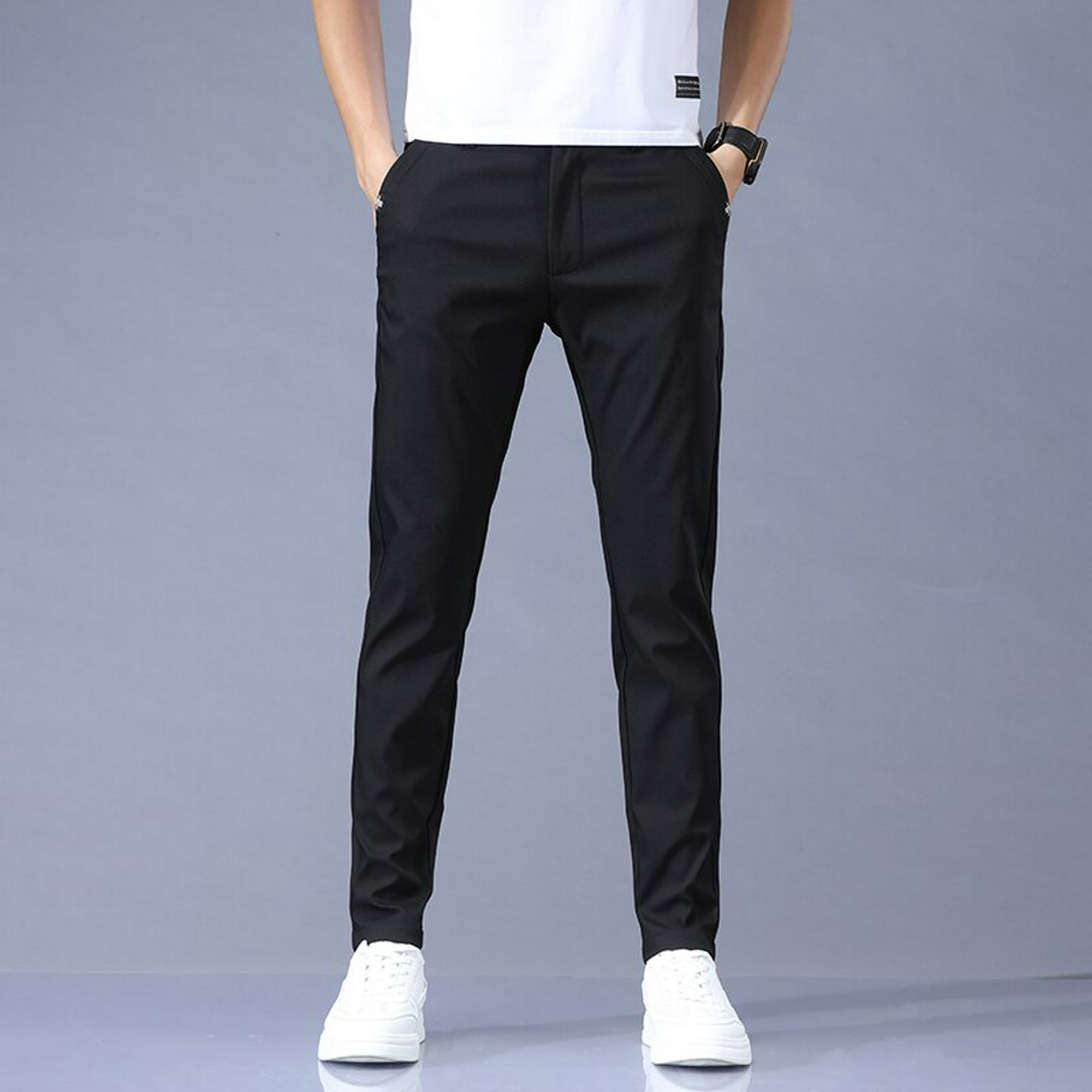 2023 primavera verano pantalones para hombre elástico coreano Casual Slim  Fit cintura elástica negocios clásico pantalones hombre negro gris 28-38  Tan Jianjun unisex