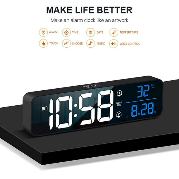 Reloj despertador Digital pequeño, silencioso, sin garrapatas, de