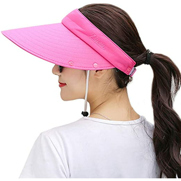 Sombrero Cola de Caballo, Plegable Visera Ancha de Una Gorra Visera Mujer,  Protección de Verano contra el Sol Suave Visera Golf Mujer Visera de