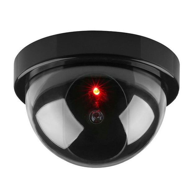Cámara de seguridad falsa de 1 pieza, cámara domo de hemisferio simulado  para interior/exterior impermeable con luz LED roja intermitente para  negocio