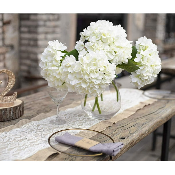 Tinsow Ramo de hortensias artificiales de seda, tallos de hortensias  sintéticas para centros de mesa de boda, decoración del hogar (rosa, 4)