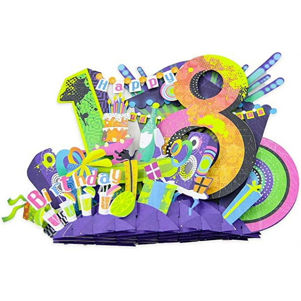 18 Años Pop-Up Tarjeta de Cumpleaños 3D Regalos 18 Cumpleaños