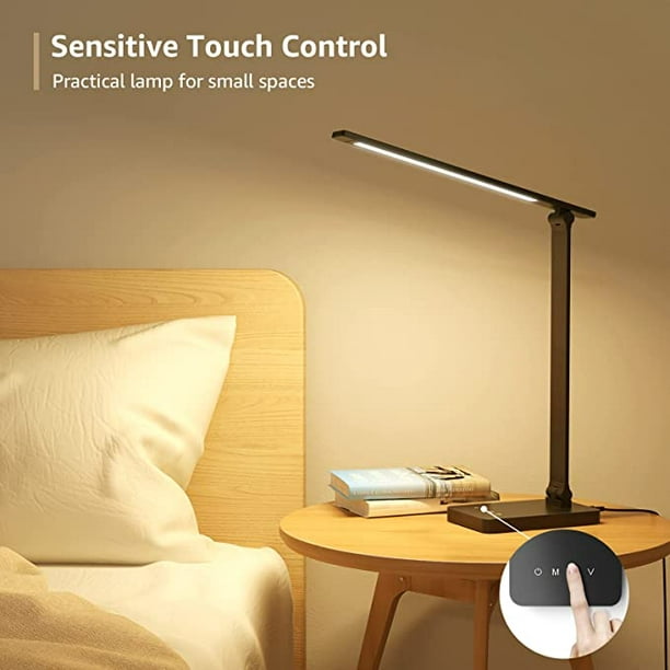 Lámpara de escritorio LED regulable para el cuidado de los ojos, luz de  lectura de 3 colores que cambian de color, brillo de 10 niveles, lámpara de