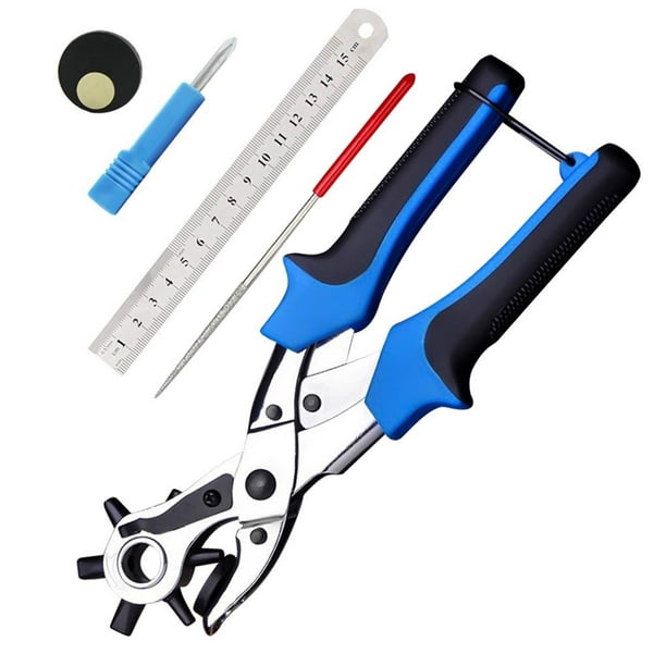 Advancent Perforadora multifuncional para cinturón con 6 agujeros  Perforadora de cuero para cinturones de cuero Tarjetas Tela de papel  Electrodomésticos Advancent HA023941-00