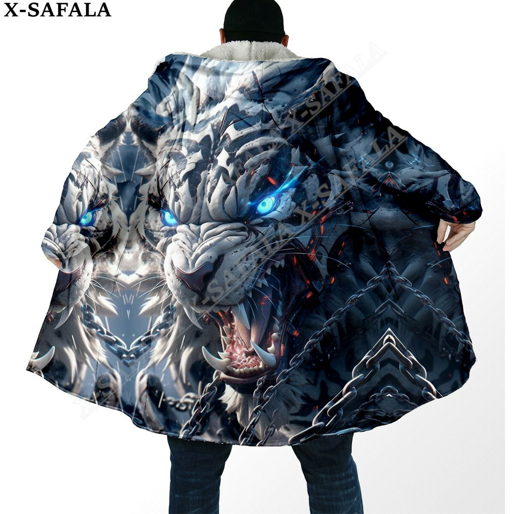 Chaqueta Con Capucha Estampado De Tigre Blanco 3D Para Hombre