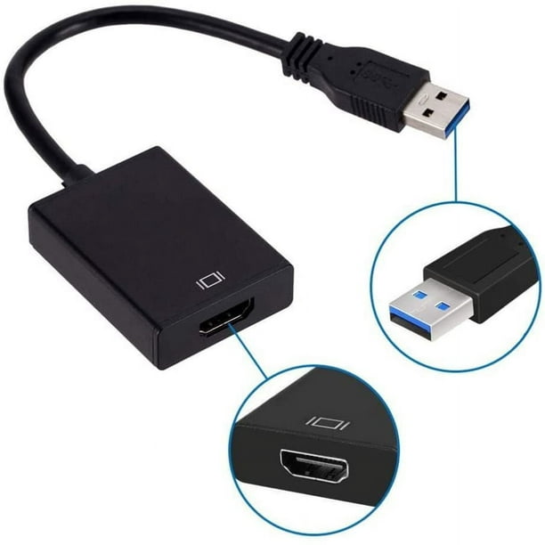Adaptador USB 3.0 a HDMI, convertidor de vídeo multimonitor para PC  portátil Windows 7/8/10
