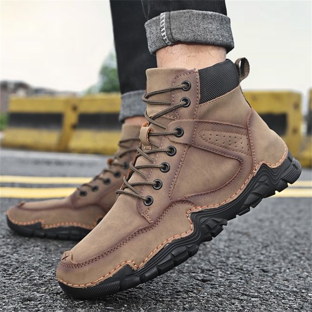 Zapatos casuales de cuero de ca a alta para hombres botas cortas c lidas zapatos de moda para homb Wmkox8yii 123q2321