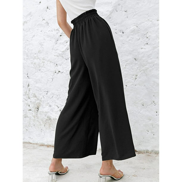 Pantalones de cintura alta elegantes pantalones de pierna ancha con  bolsillo para fiesta en la playa LYUMO Otros