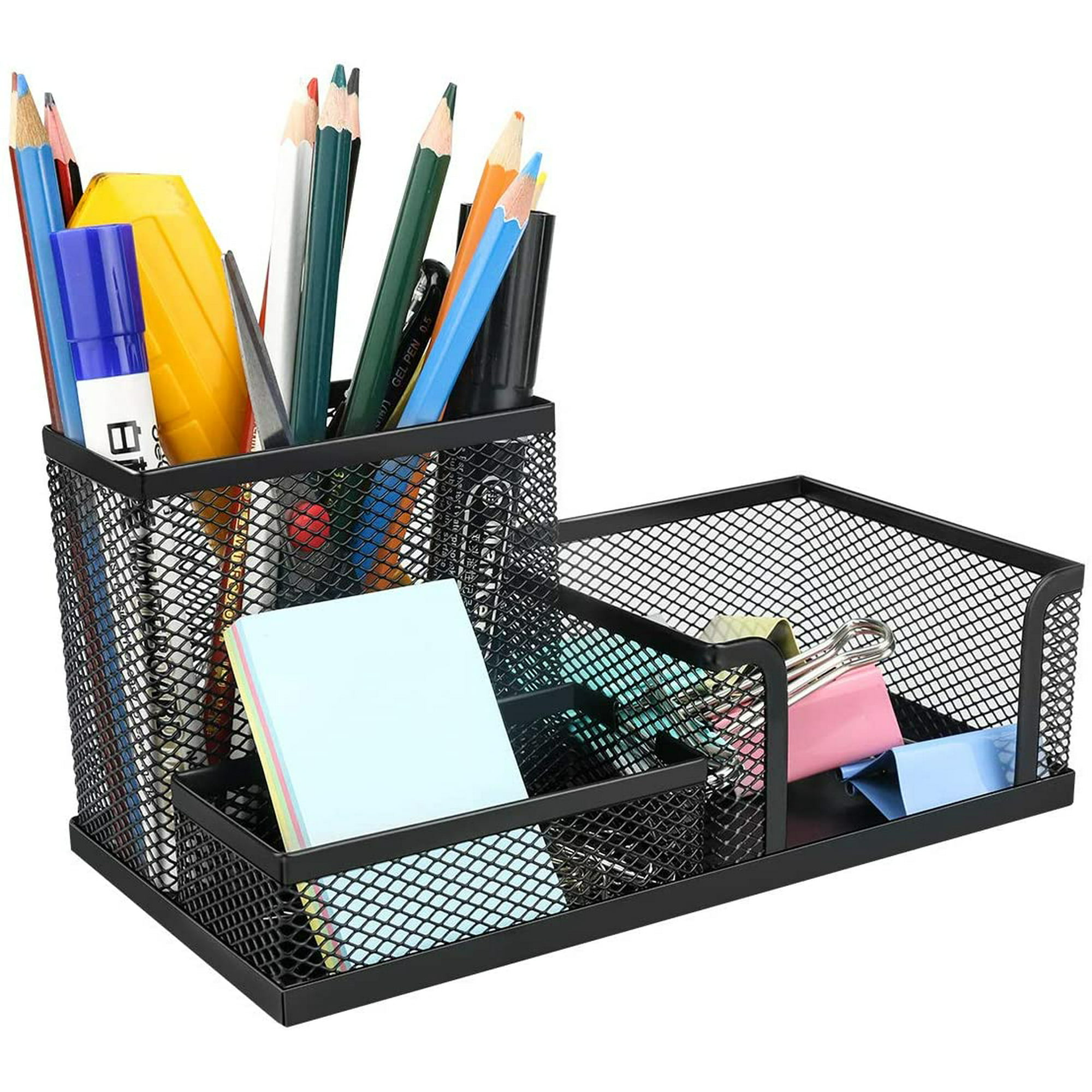 Organizador de papelería de escritorio, portalápices de Metal creativo,  estante de almacenamiento de archivos de lápices, caja de almacenamiento de  3 cuadrículas, accesorios de oficina - AliExpress