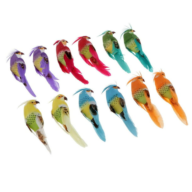 Paquete de 12 plumas de pájaro decorativo para jardín, paloma blanca de  espuma con clip, adornos de pájaros artificiales para decoración del hogar
