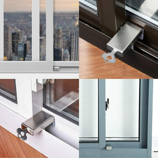 4 juegos de cerraduras corredizas para ventana bloqueo de ventana de  seguridad de aluminio con llave topes de ventana para puerta deslizante –  Yaxa Store