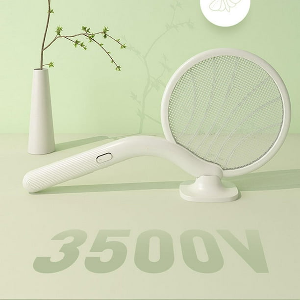 Lámpara para mosquitos y matamoscas recargable 3000V potente para voladores  raqueta matamoscas eléctrica para dormitorio Patio , VERDE Macarena