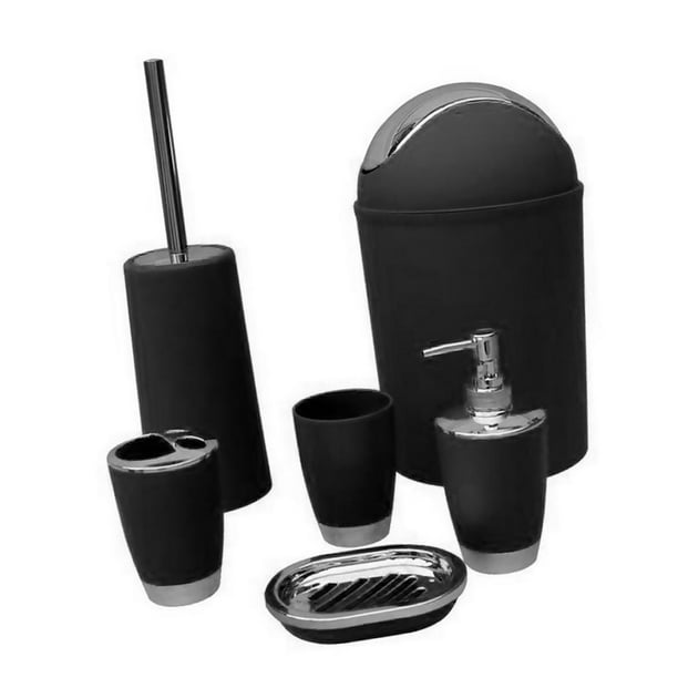 Kit de articulos de baño dispensador jabon soporte jabon vaso simple y vaso  para cepillos dentales color negro mate - Plaza Izazaga 89 Tienda Online