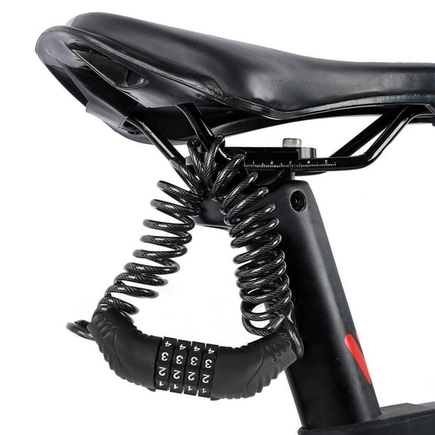 Seguridad bicicleta contraseña bloqueo 4 dígitos antirrobo bicicleta casco  cerraduras negro Likrtyny paseo en bicicleta
