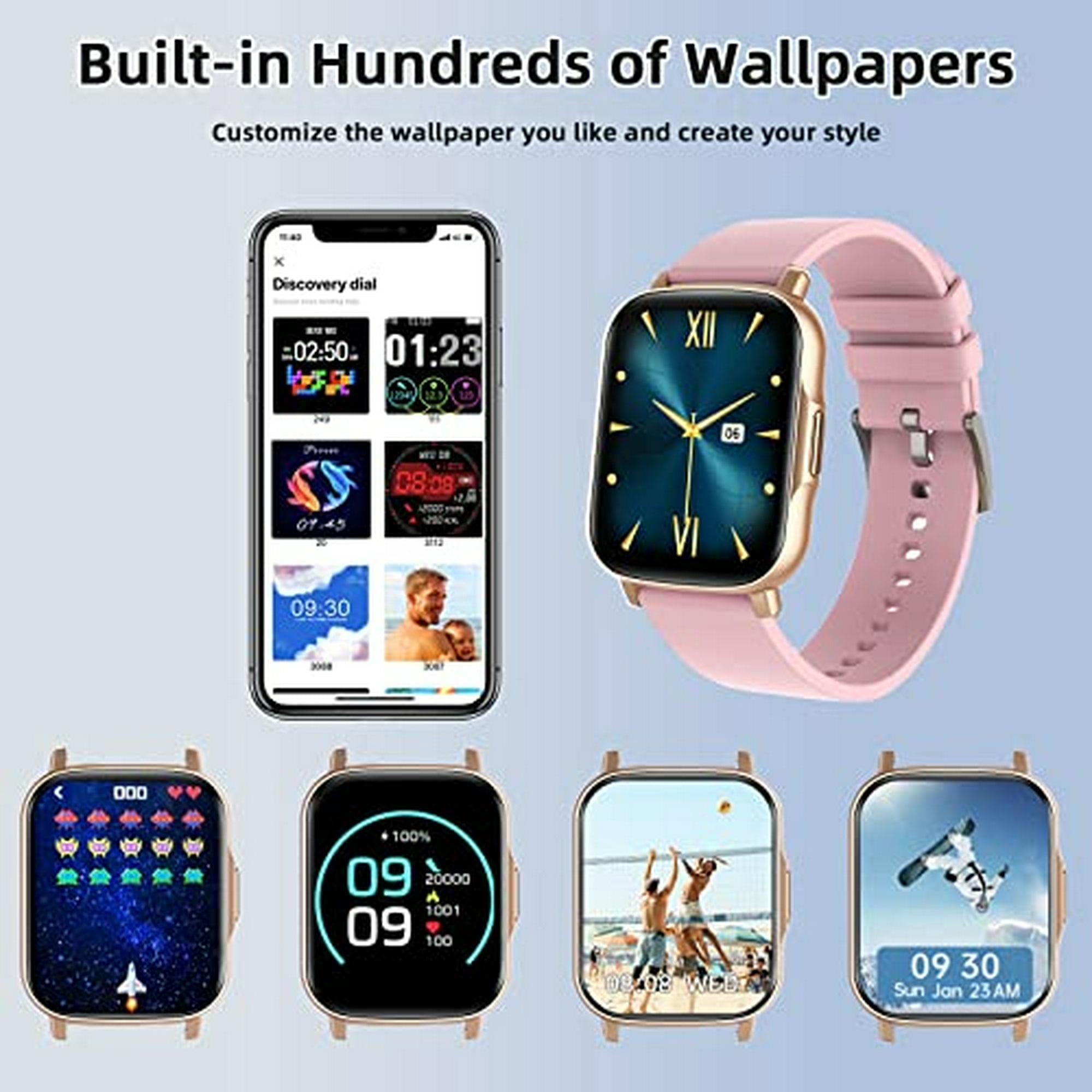 Reloj Inteligente Compatible con Teléfonos iPhone y Android 2022 Ver.,  HUAKUA 1.69 Relojes para Hombre Mujer Reloj Digital Fitness Tracker con  Frecuencia Cardíaca/Oxígeno en Sangre/Monitor de Sueño 5