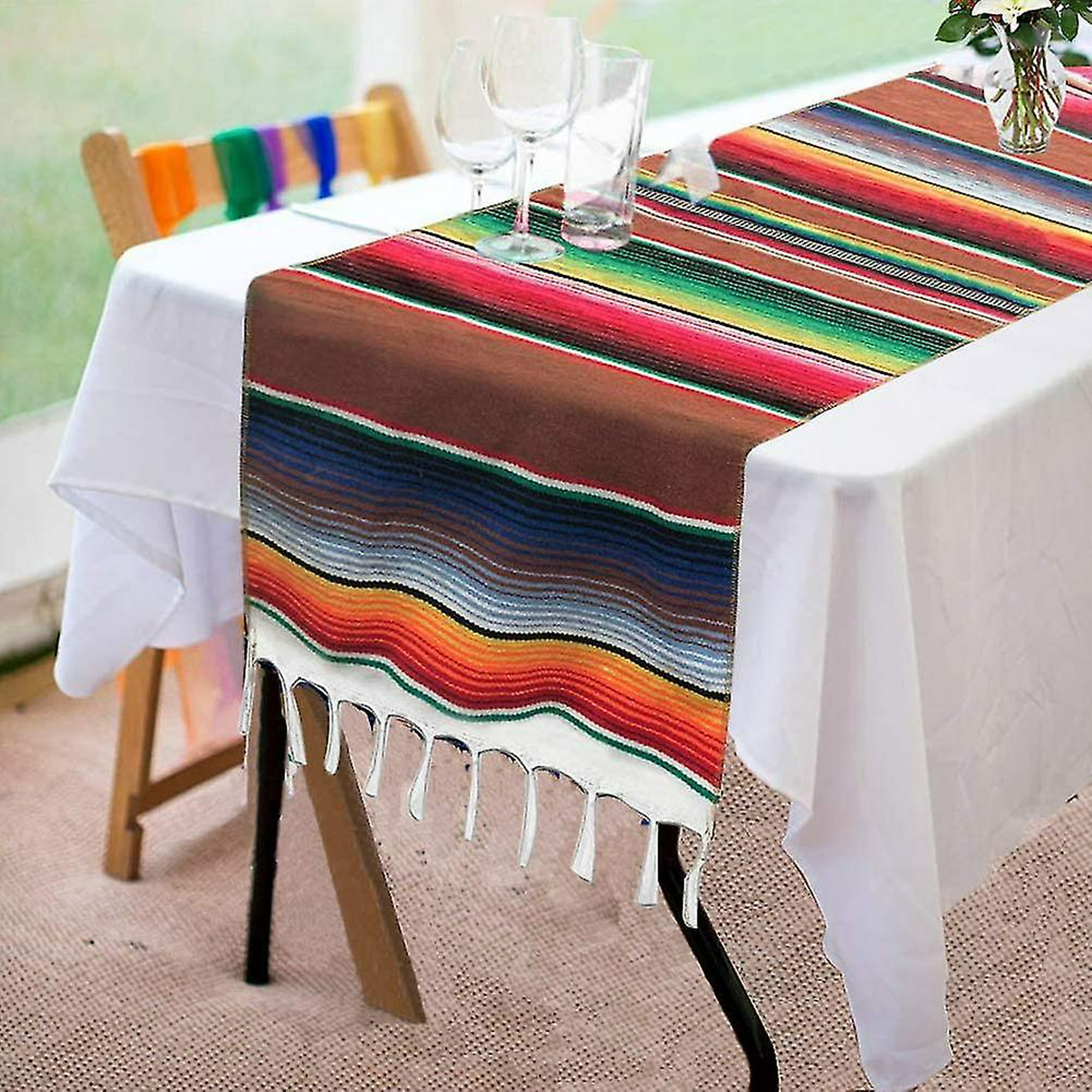 4 manteles individuales mexicanos, manteles individuales redondos de rayas  serape, resistentes al calor, manteles individuales para mesa de comedor