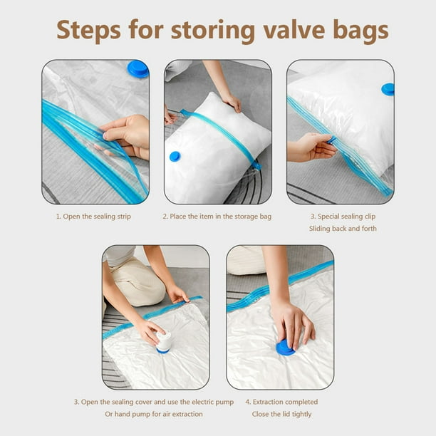 6 bolsas de vacío reutilizables con bomba de mano para ropa (50 x 60 cm).  Tmvgtek Libre de BPA