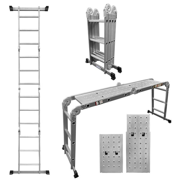 escalera de aluminio multipropositos con plataforma de trabajo 3x4  313cm foreman fojcs412 foreman