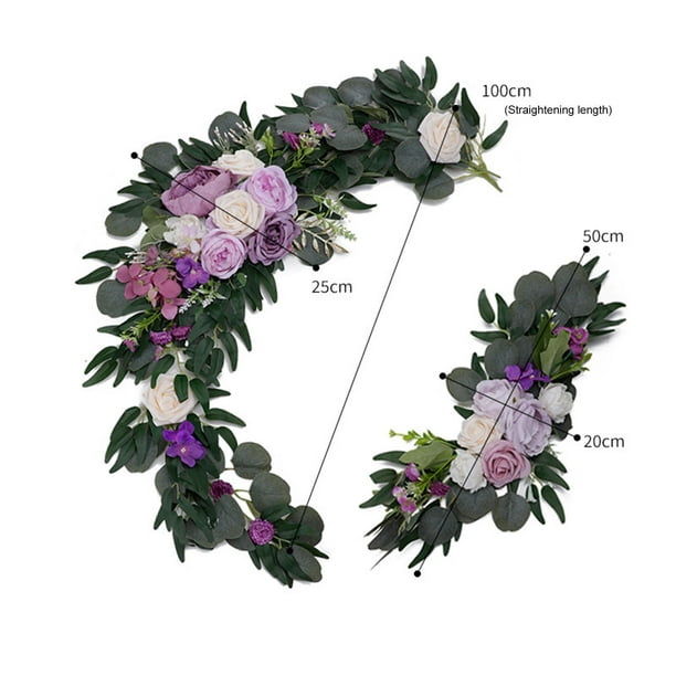 Juego de 2 guirnaldas de flores artificiales para arco de boda, decoración  floral de bienvenida para fiestas, decoración floral de bienvenida (azul