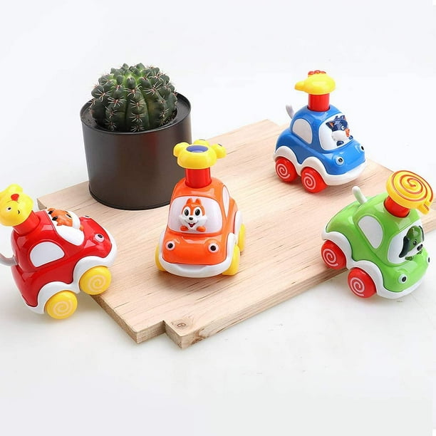 Coches de juguete para bebés de 1 año, coches de cuerda de dibujos animados  para niños de 2 años, juguetes de regalo de cumpleaños de 1 año