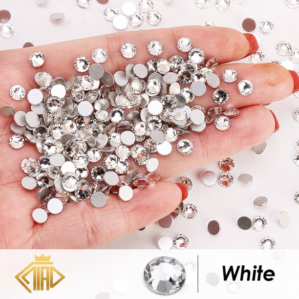 Beadsland Flat Back Crystal Rhinestones Gemas redondas para Nail Art y