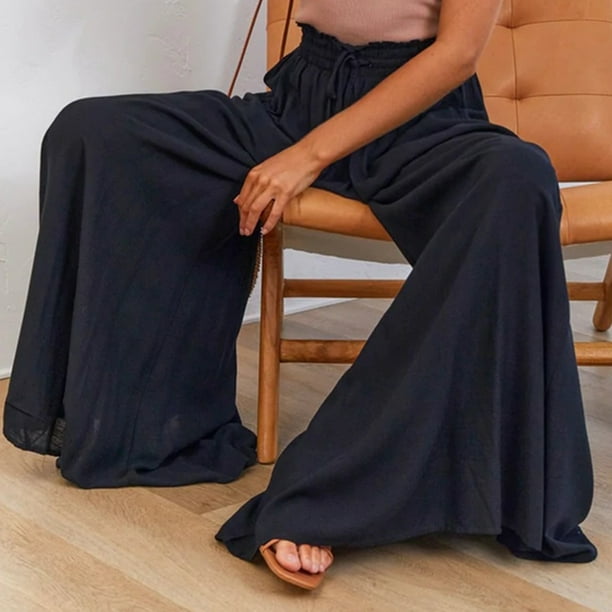 Pantalones De Salón Pantalones cómodos para mujer Estilo bohemio Pantalones  elegantes Ropa diaria (Negro S) Ygjytge para Mujer Negro T M