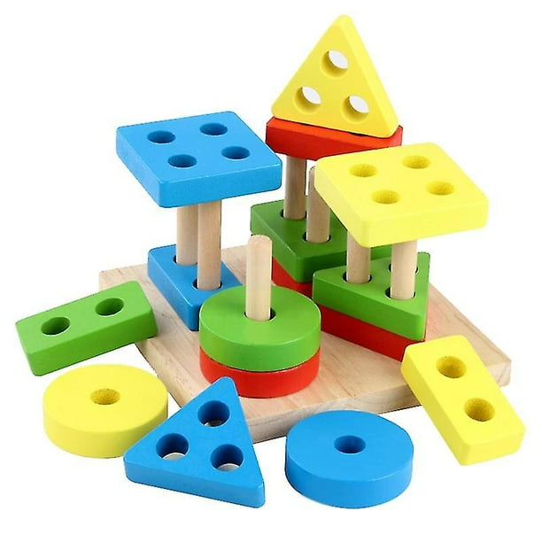 Bloques De Construcción Para Niños 4 Columnas De Figuras Geométricas Varios Juegos De Colores 9063