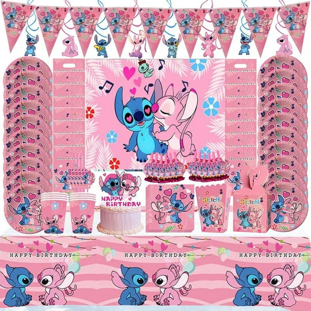  Fondo de vinilo para fotografía de Lilo y Stitch rosa de 7 x 5  pies para niñas y niños, decoración de fondo de fiesta de cumpleaños :  Electrónica