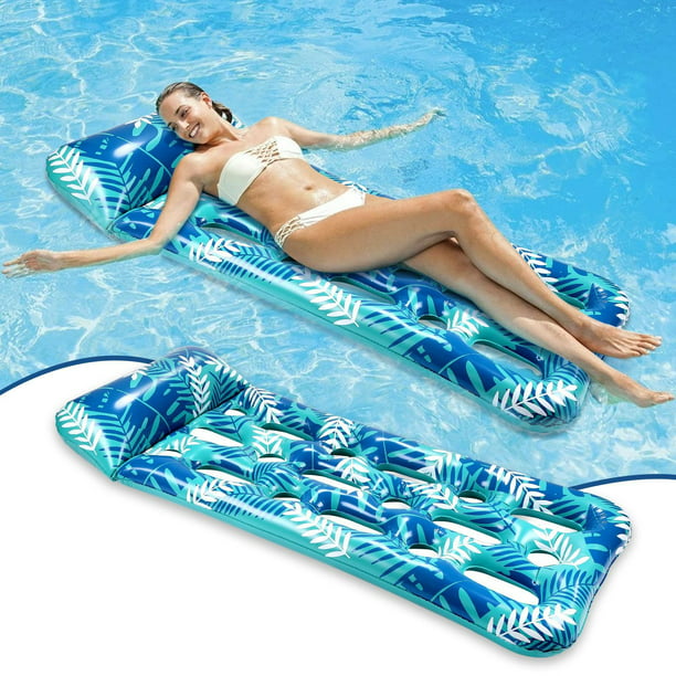 Colchón inflable para piscina de 150 cm x 90 cm, silla inflable para  piscina con reposacabezas, colchón flotante para piscina para mujeres y  hombres