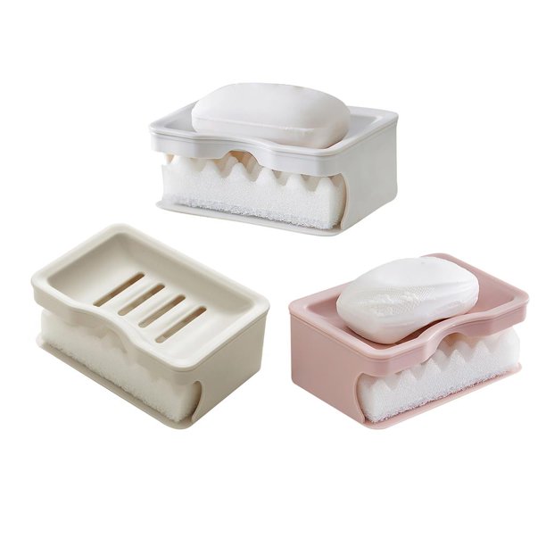 Caja de esponja de doble capa para cocina y baño, dispensador de