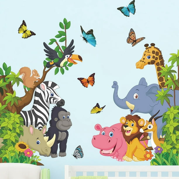  1 juego de calcomanías de pared de animales de dibujos animados, pegatinas  de pared de animales de l JAMW Sencillez | Walmart en línea