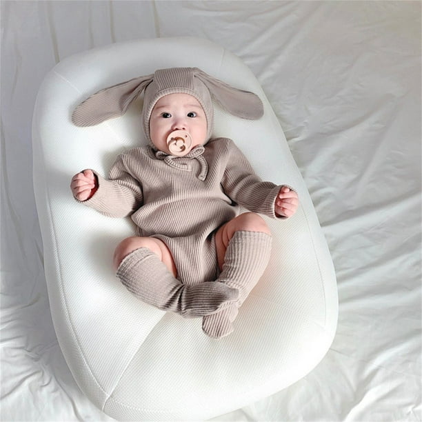 Gibobby Mamelucos para bebe niño de manga larga para bebé recién nacido,  niñas y niños, algodón acanalado sólido, mono, sombrero, ropa(Gris, 0-6  Meses)