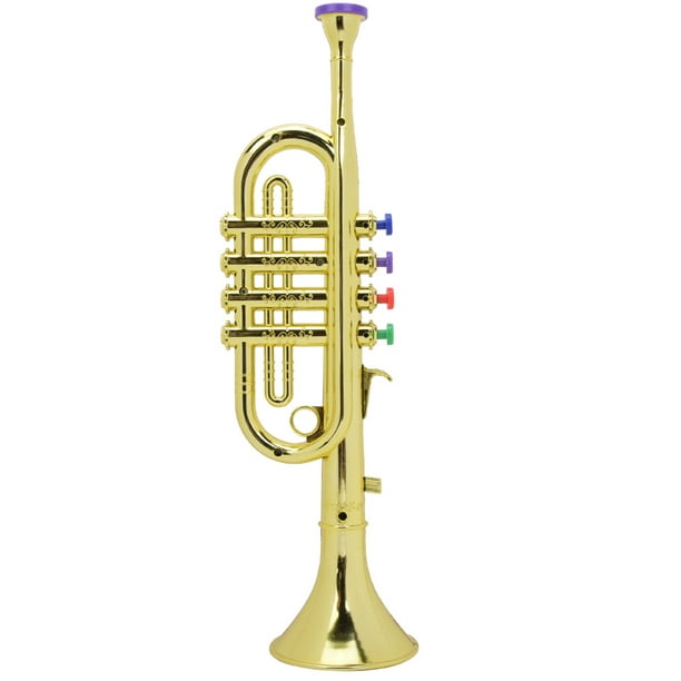 Niños Saxofón Trompeta Instrumento de viento Juguete musical preescolar  Trompeta falsa Trompeta Juguete de aprendizaje temprano para niños pequeños  Dorado
