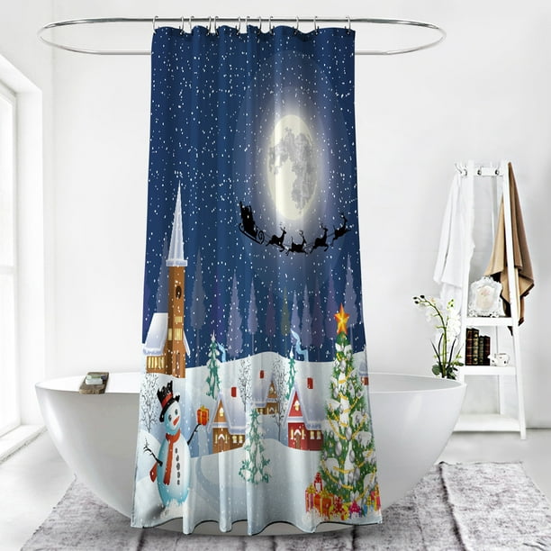 Cortina de ducha, decoración navideña, cortinas de baño, tela de poliéster  impermeable, cortinas de baño antimoho para duchas de bañera