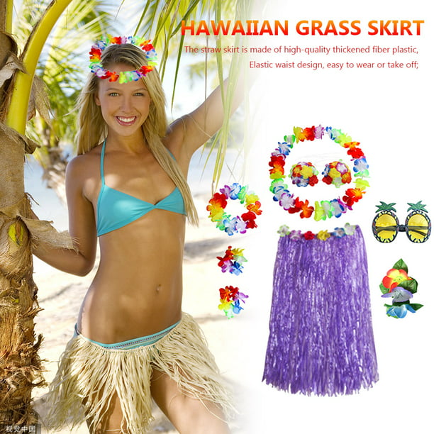 Falda Traje de falda de hierba para fiesta, disfraz hawaiano para escenario  de playa (púrpura) Kuymtek Púrpura Única para Unisex
