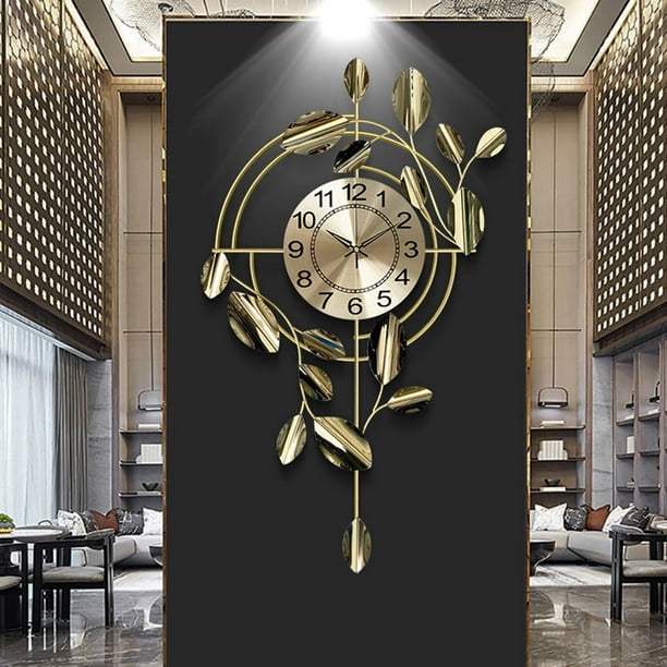 Reloj de pared grande de estilo europeo, relojes de decoración artística de  pared de barrido silencioso Circular para oficina, sala de estar, BLESIY