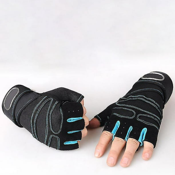 Comprar 1 par de guantes de levantamiento de pesas para hombre y mujer,  transpirables, antideslizantes, medio dedo, Fitness, ciclismo
