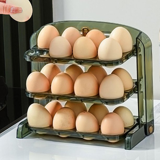 Caja de huevos transparente, organizador de nevera de múltiples capas  apilable, contenedor de huevos Baoblaze Almacenamiento de huevos