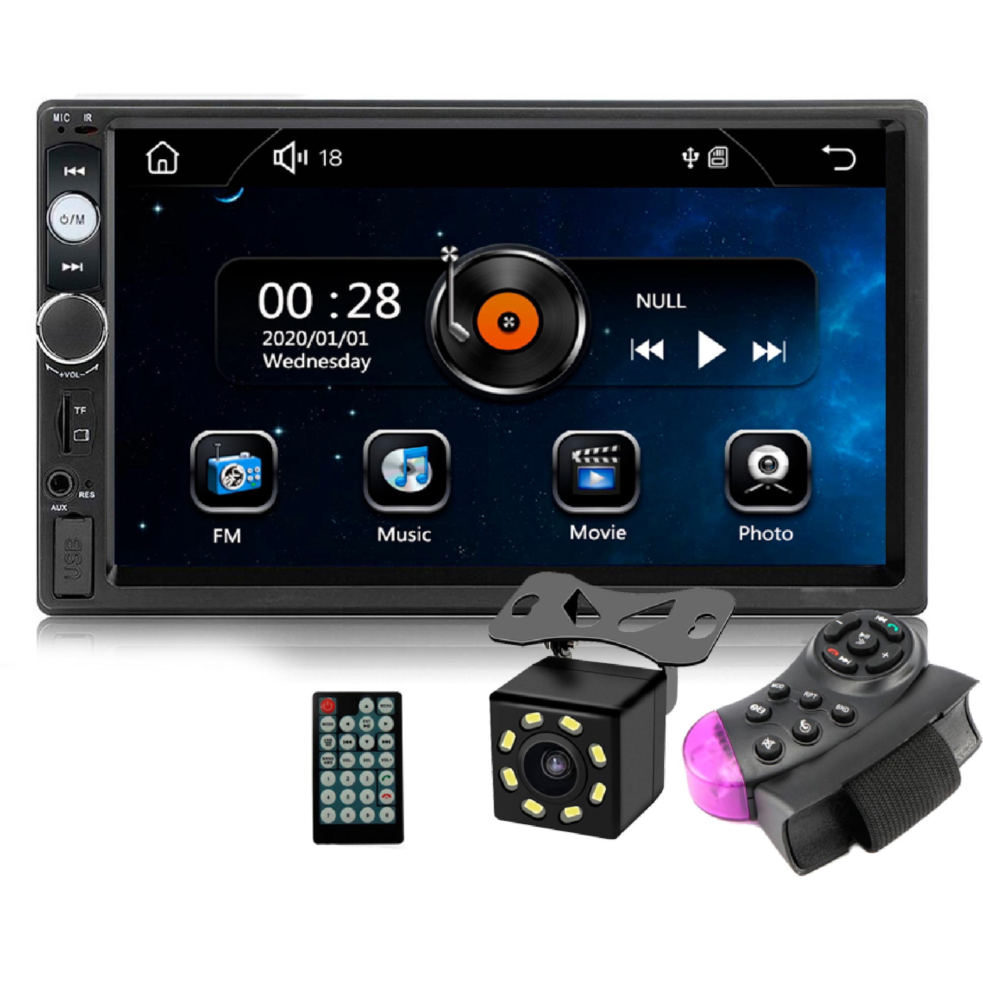 Estéreo de coche de 5 pulgadas de un solo DIN integrado Apple  CarPlay/Android Auto/Mirror-Link, receptor de radio con pantalla táctil con  Bluetooth