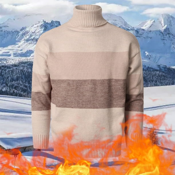 Gibobby Suéter hombre Suéteres gruesos de cuello alto de invierno
